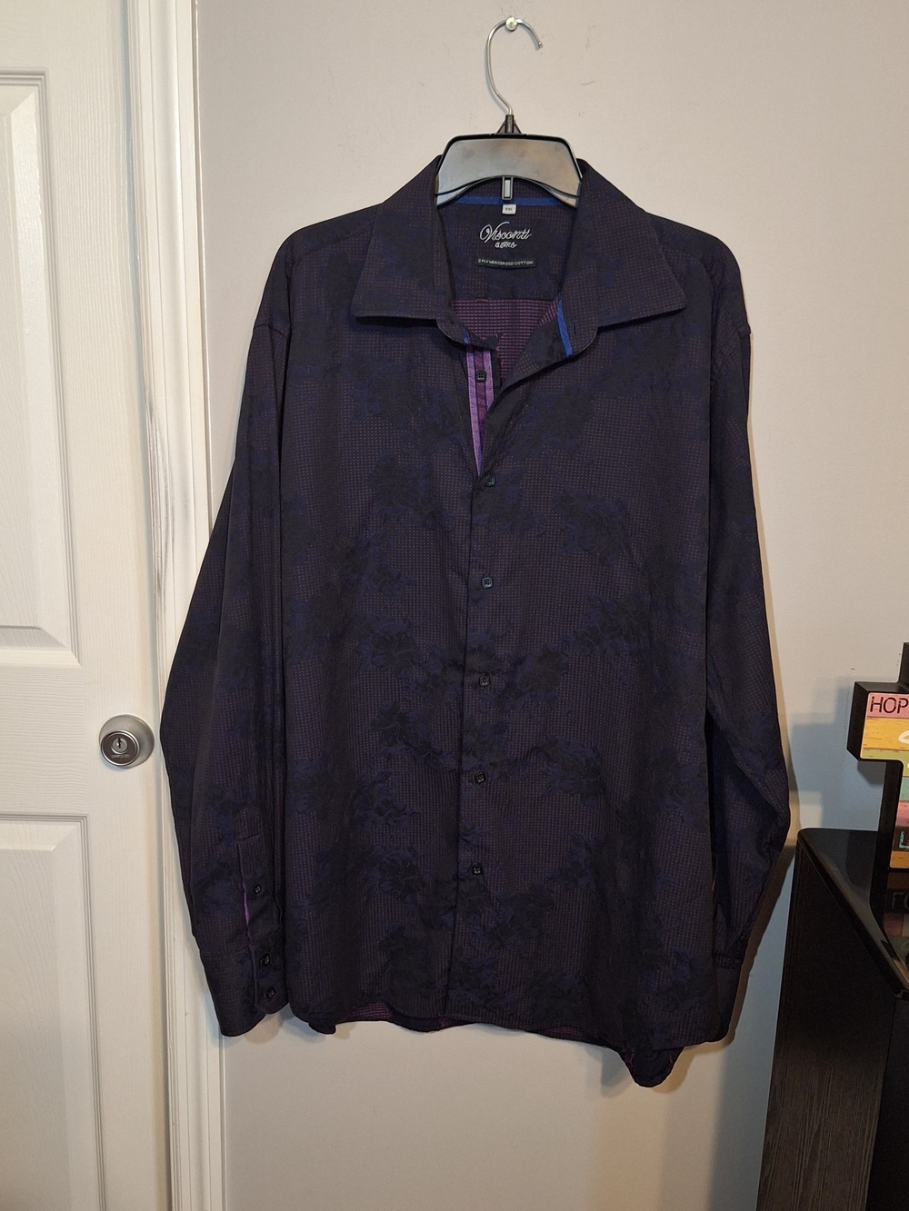 Visconti Uomo Men’s Floral Long Sleeve Button-Down Shirt 100% Cotton